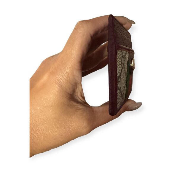 Gucci Ophidia GG Supreme Card Holder Burgundy Leather Trim | NWOT - Picture 4 of 5